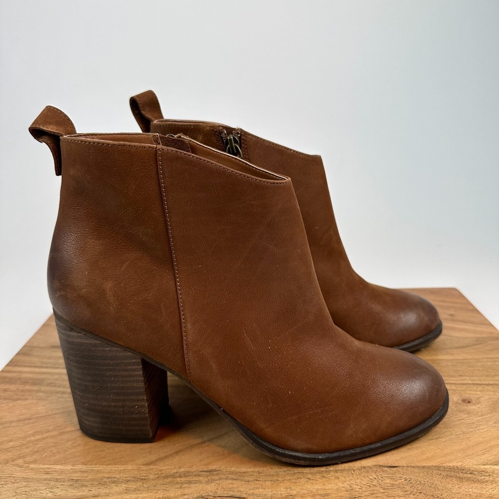 New Womens BP Lance Brown Distressed Leather‎ Heeled Ankle Booties Boots Size 11